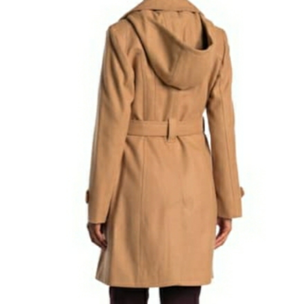 Michael Kors Missy Belted Wool Blend Trench Coat - Picture 2 of 7